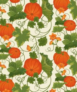 Pumpkins Among Leaves